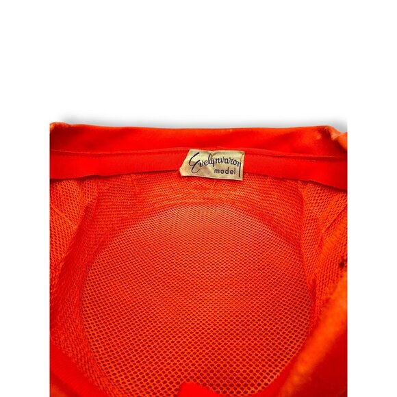 Vintage 1950s Evelyn Varon Model Orange Turban Hat Embellished Beaded Accent - Picture 6 of 9